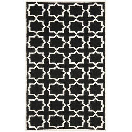 Safavieh 10 Ft. X 14 Ft. Large Rectangle Contemporary Dhurries- Black And Ivory- Flatweave Rug DHU549L-10